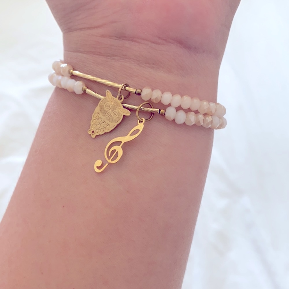 Gorgeous Owl & Music Gold bracelets with Gems